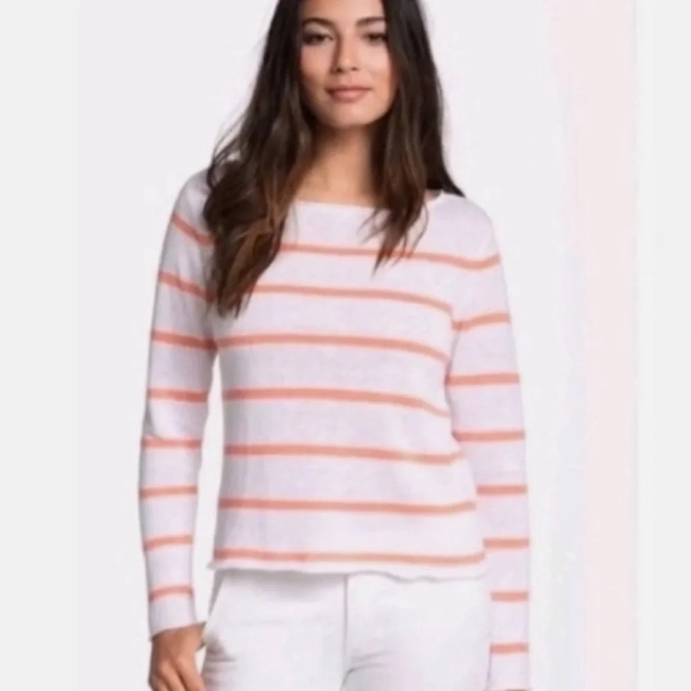Eileen Fisher Fine Gage Thin Striped Linen Sweater Xs